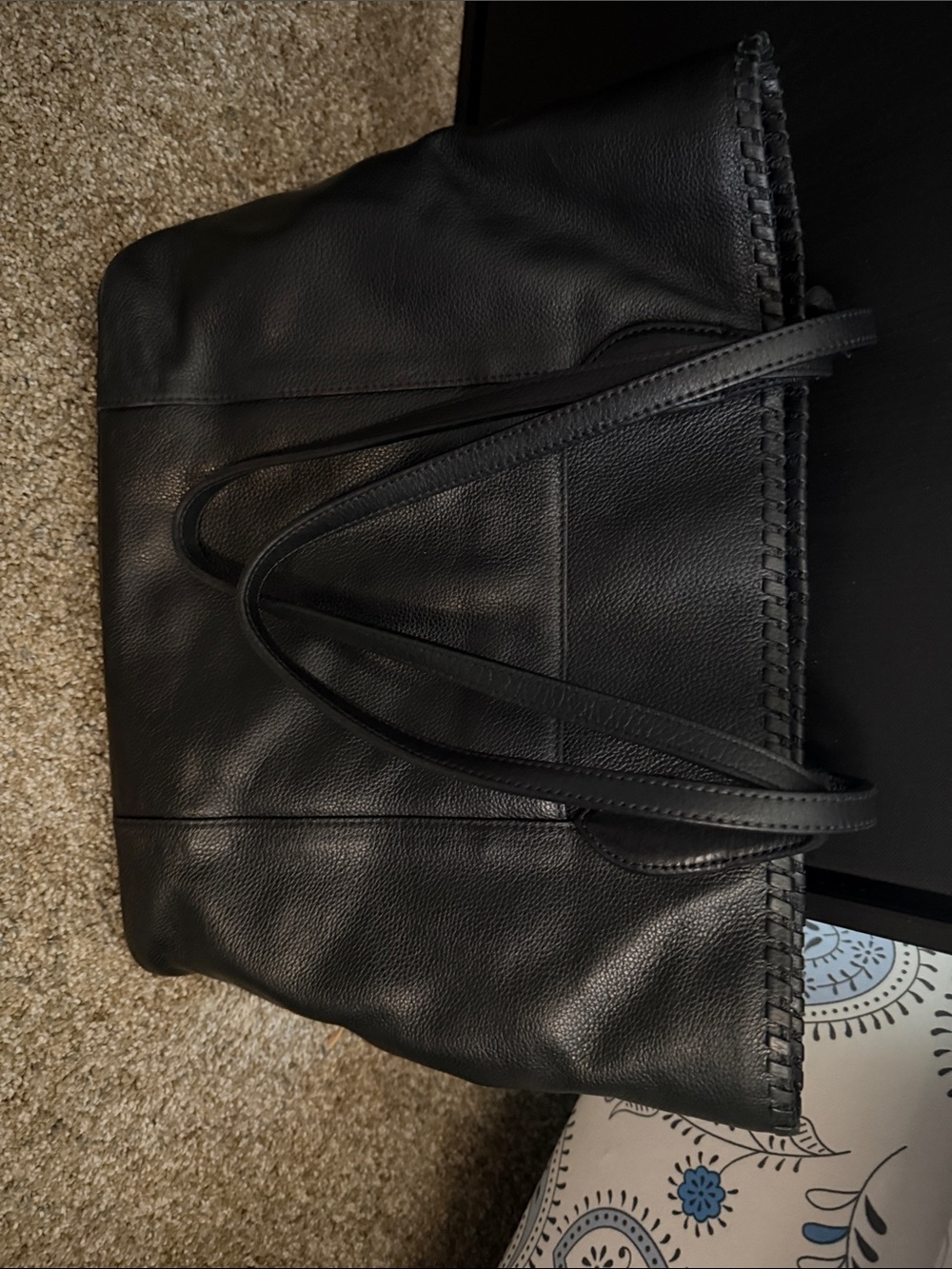 Brighton Black Leather Tote with Embossed Medallion and Tassel - Picture 7 of 8